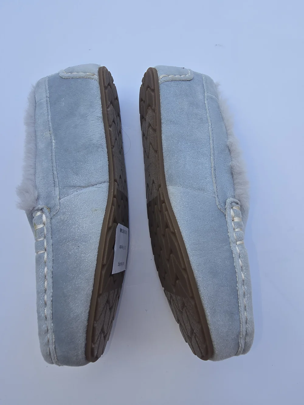Koolaburra ByUGG Kids Faux-Fur Lined Slip-On Suede Moccasin Loafers - Light Blue